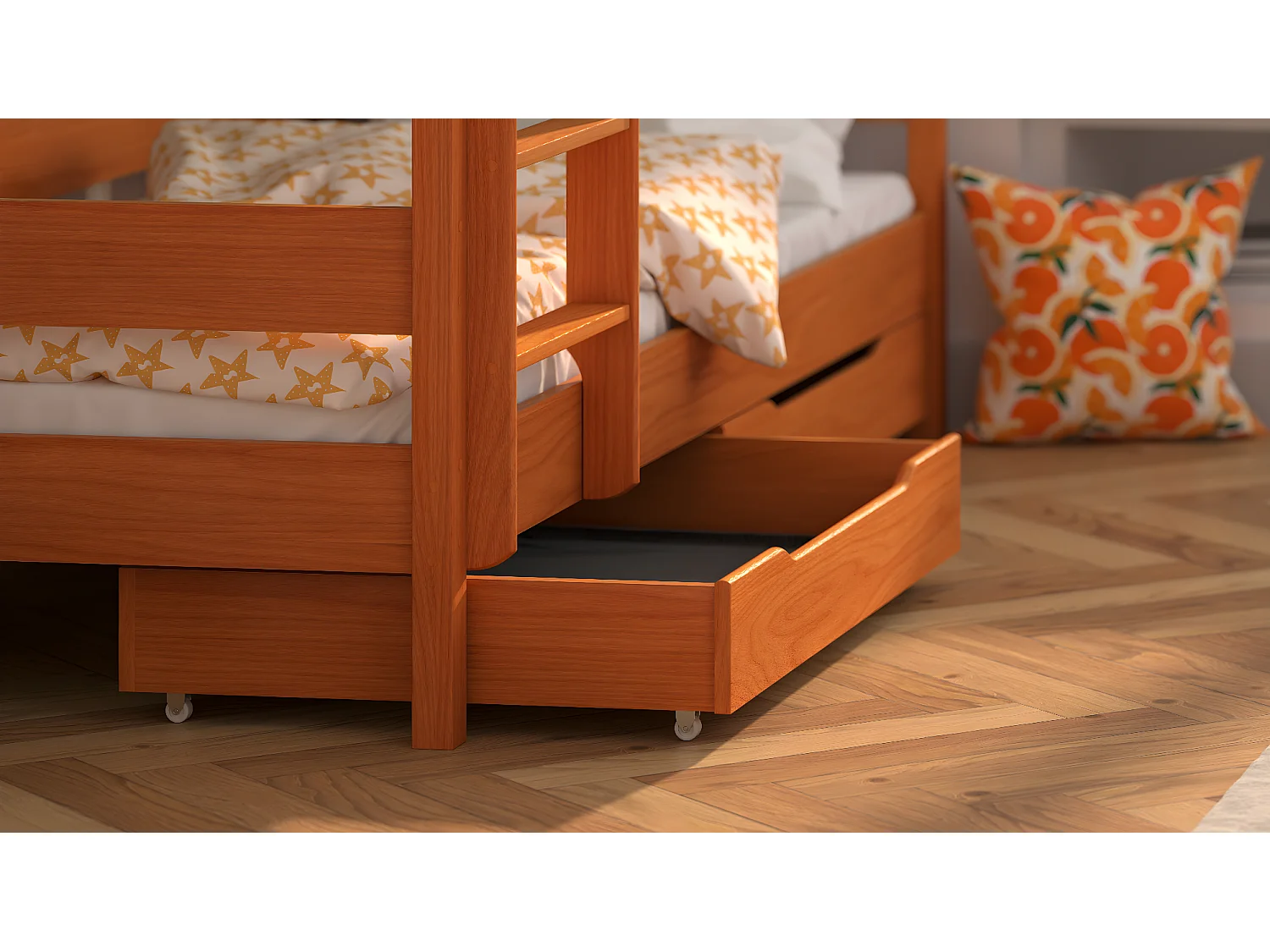 Lit superposé en pin massif 180x80 Teck