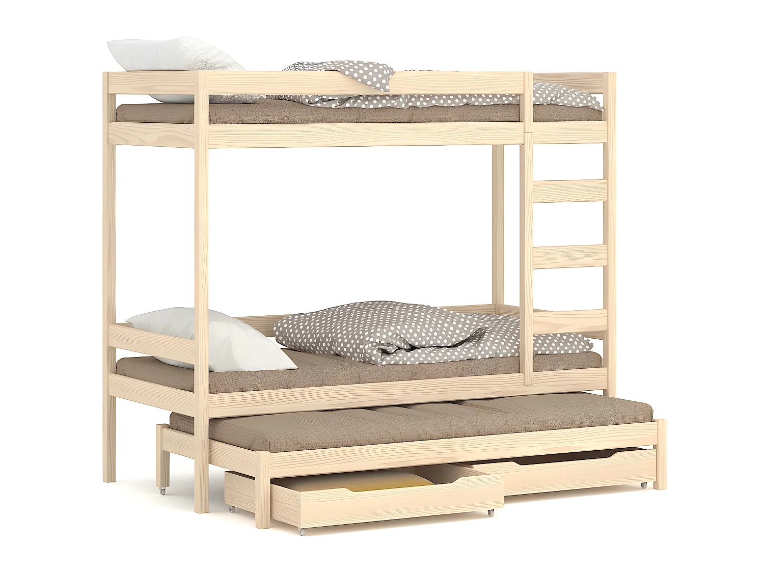 Lit superposé en pin massif 180x80 Chêne Blanchi