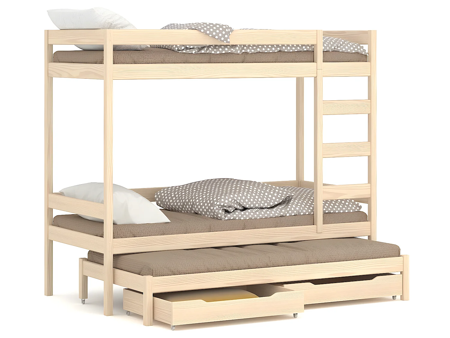 Lit superposé en pin massif 180x80 Chêne Blanchi