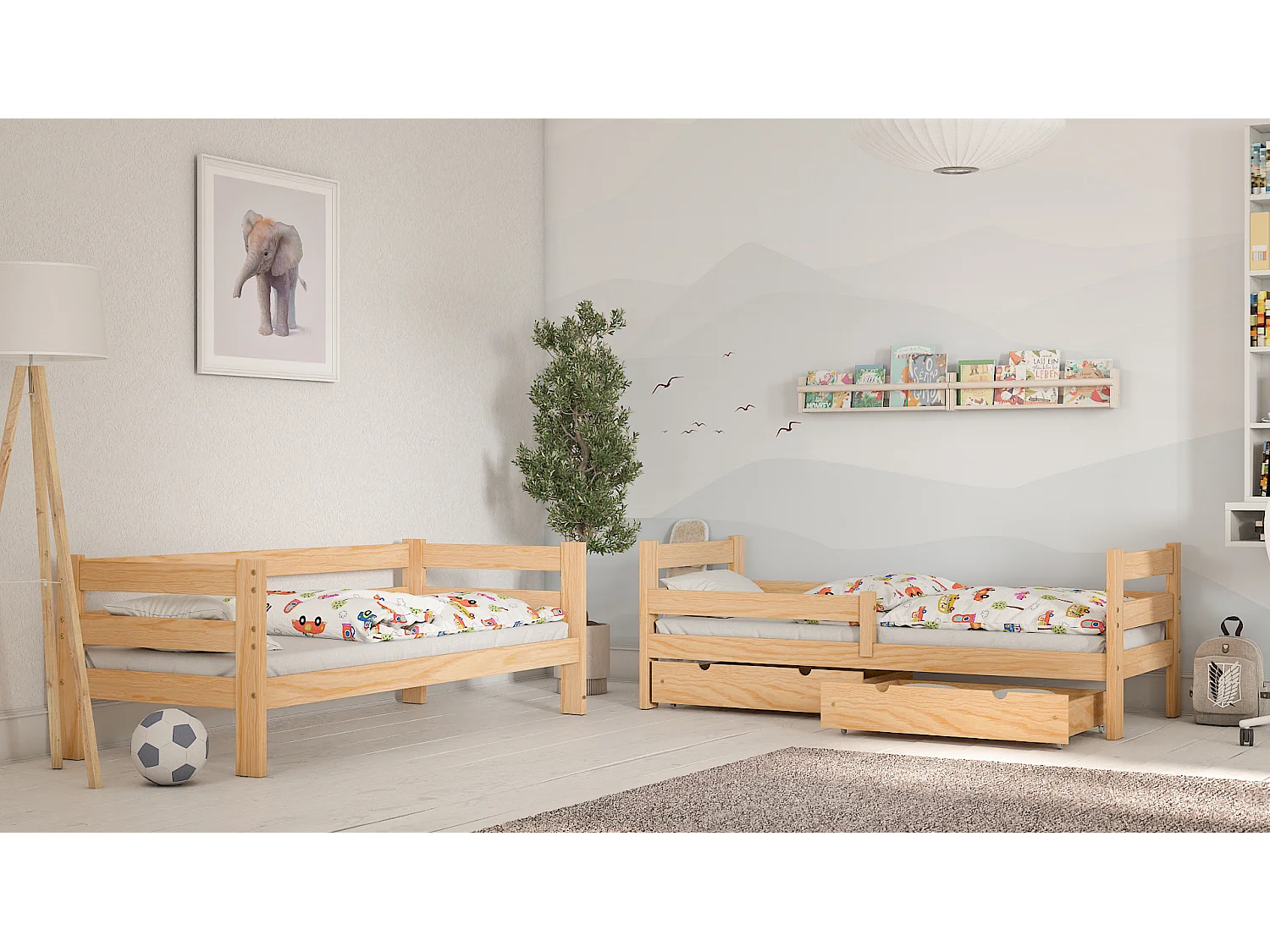 Lit superposé en pin massif 190x90 Naturel