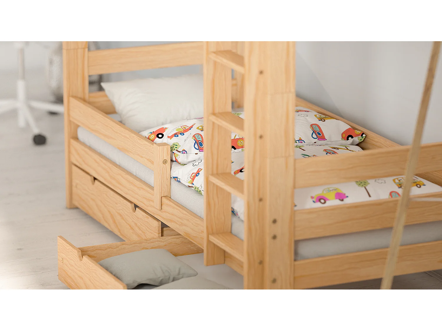 Lit superposé en pin massif 190x90 Naturel