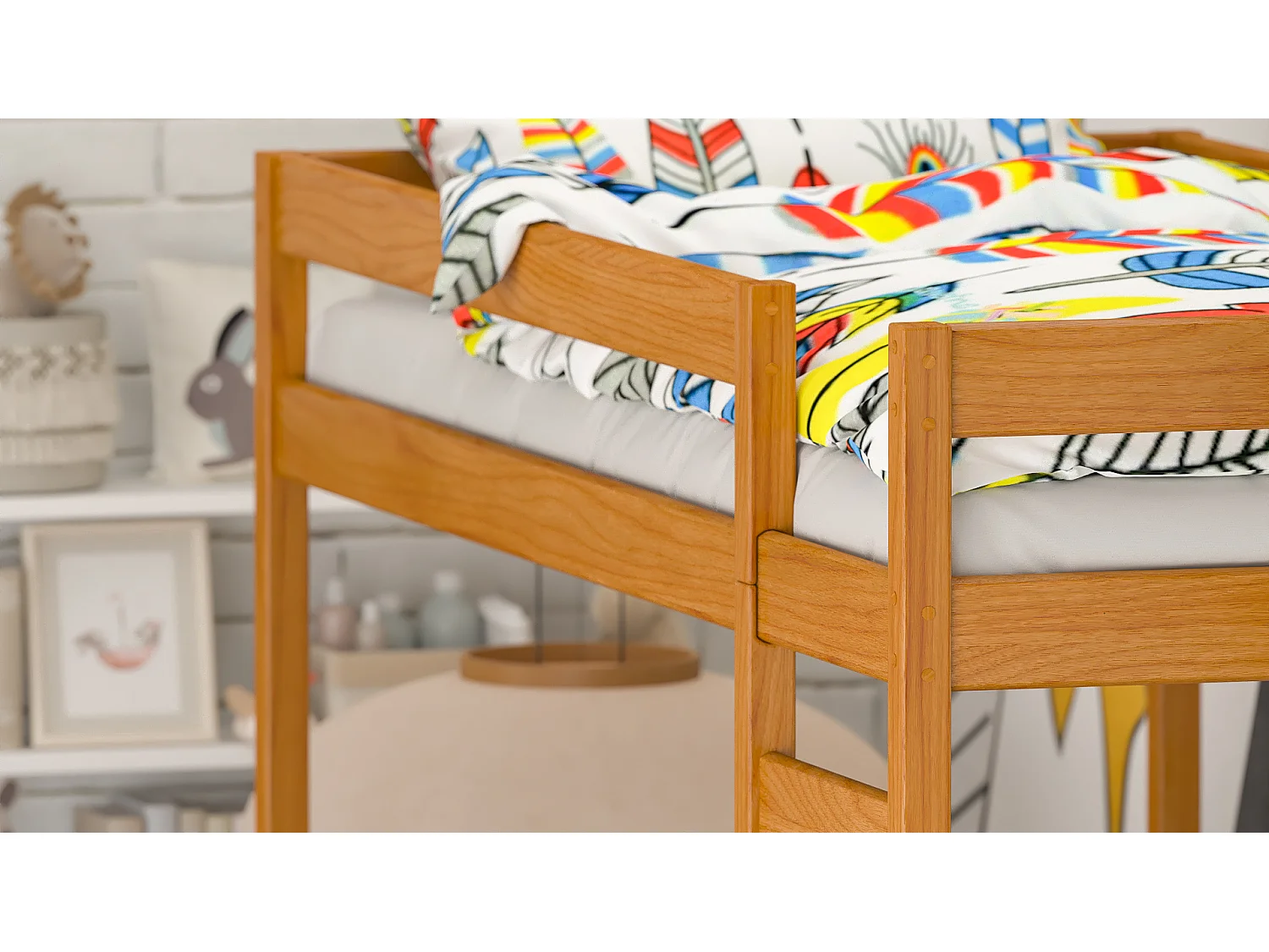 Lit superposé en pin massif 200x90 Teck