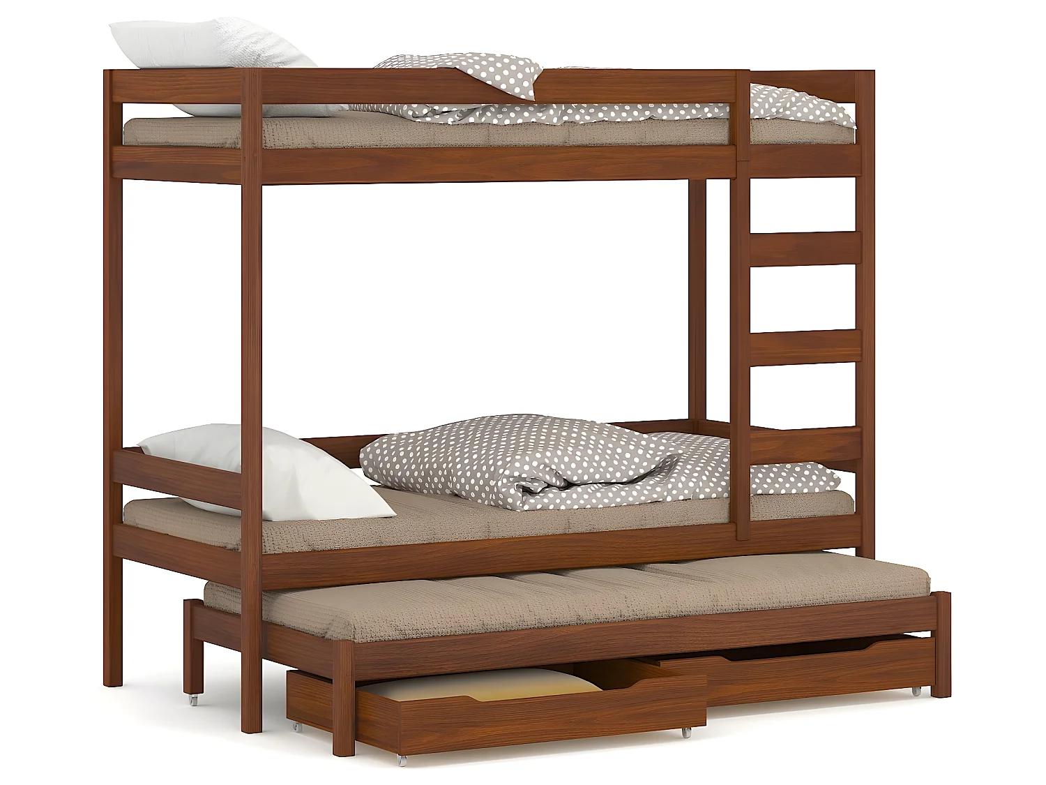 Lit superposé en pin massif 180x80 Palissandre