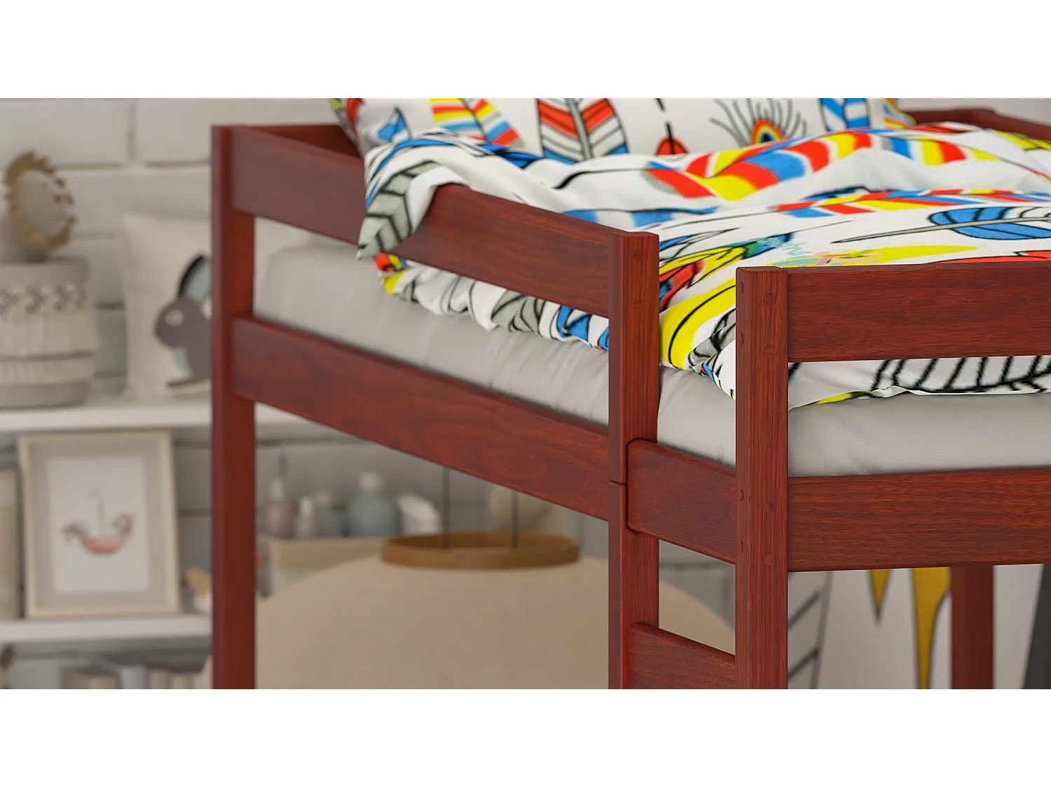 Lit superposé en pin massif 180x80 Palissandre