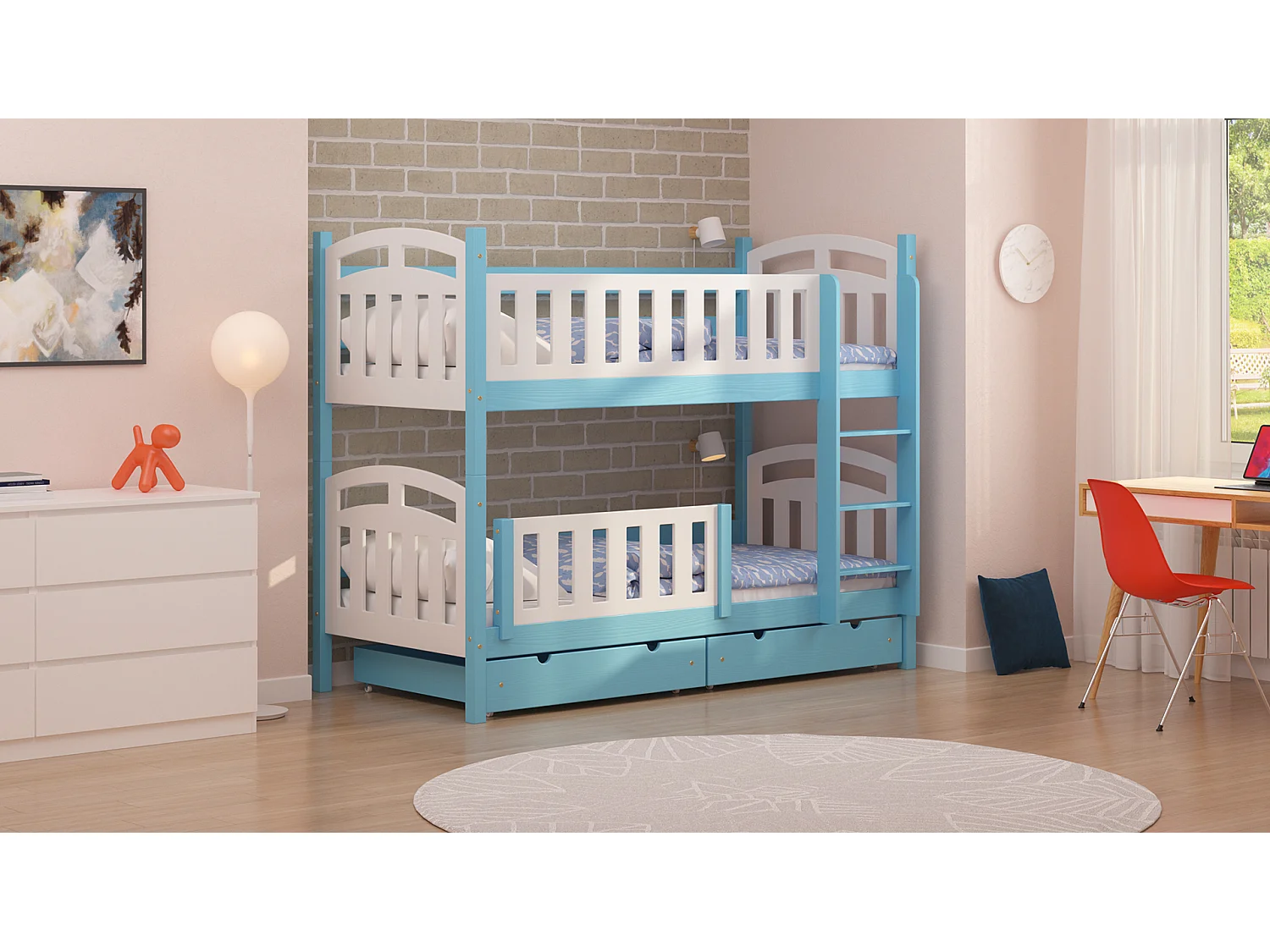Lit superposé en pin massif 180x80 Bleu