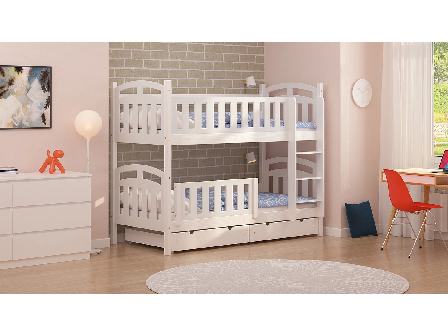 Lit superposé en pin massif 190x90 Blanc