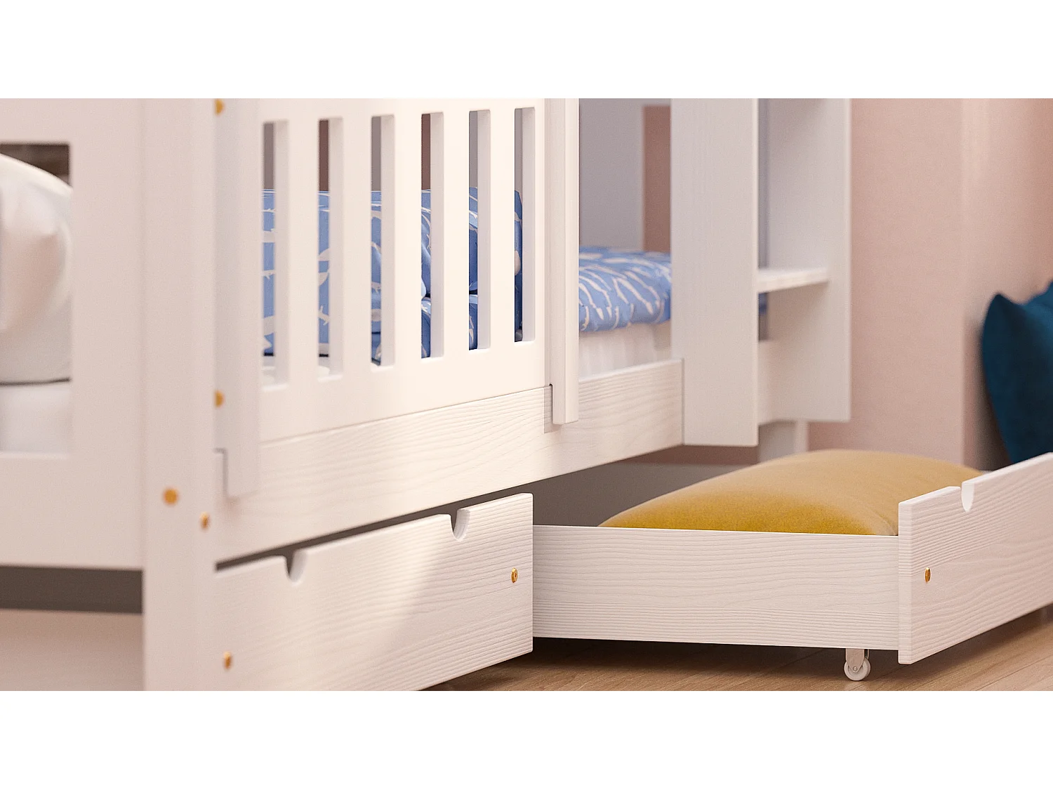 Lit superposé en pin massif 190x90 Blanc