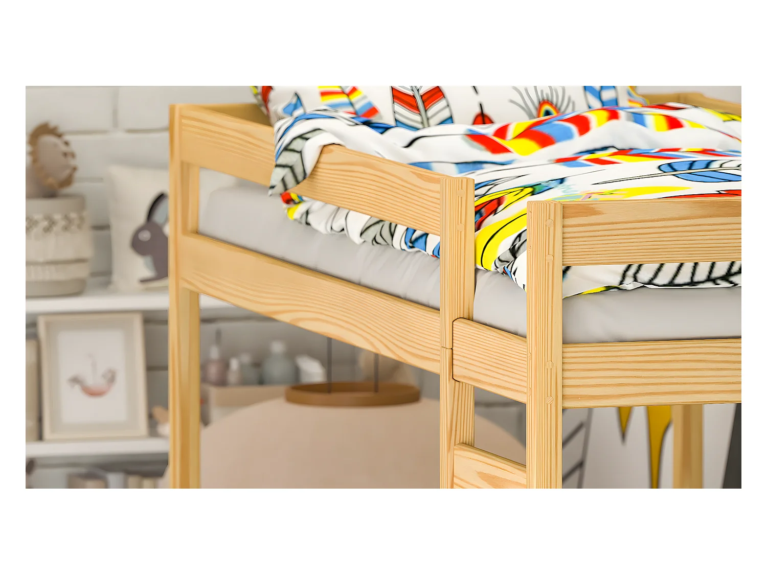 Lit superposé en pin massif 180x80 Naturel