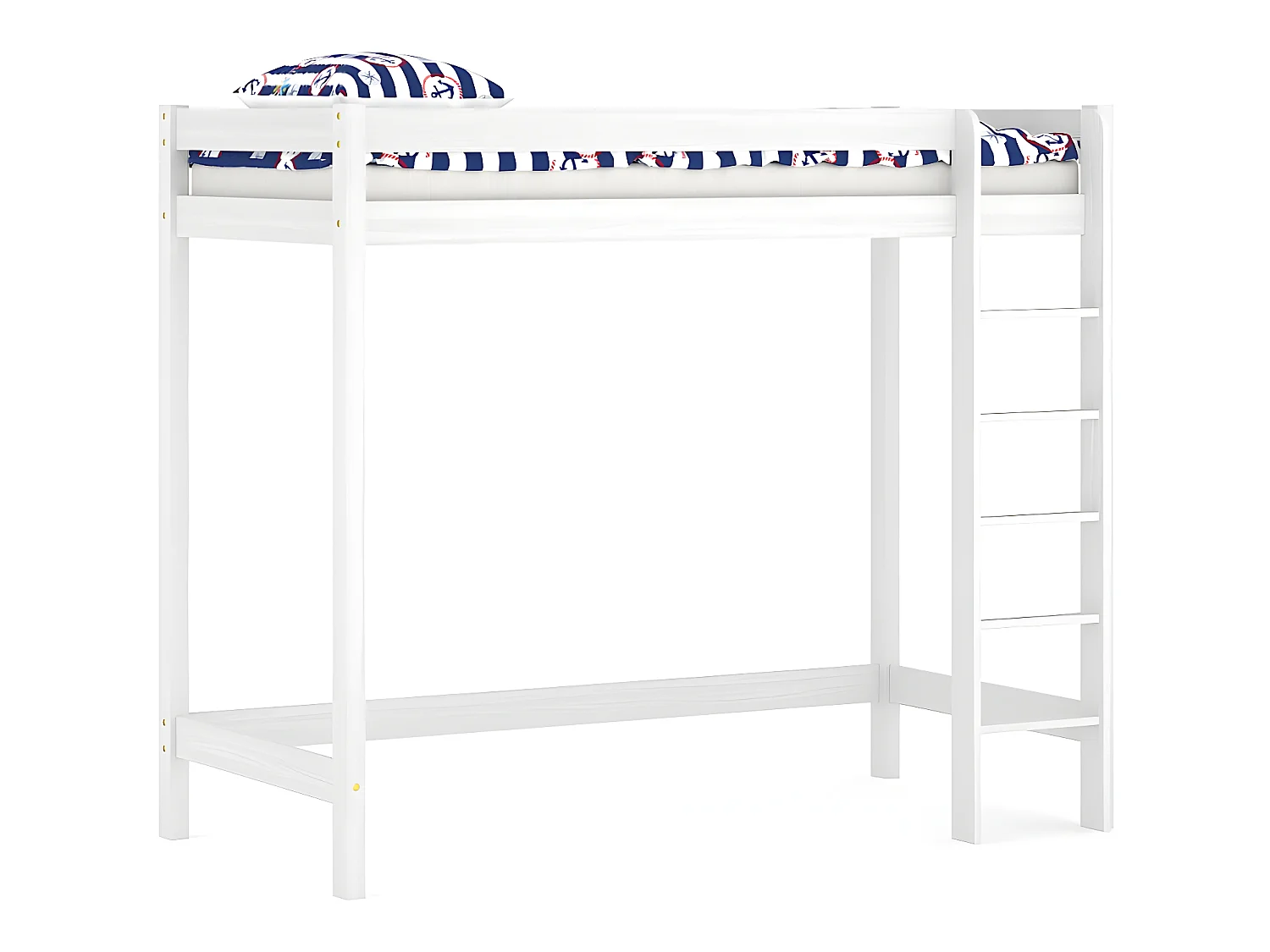 Lit mezzanine en pin massif 180x80 blanc