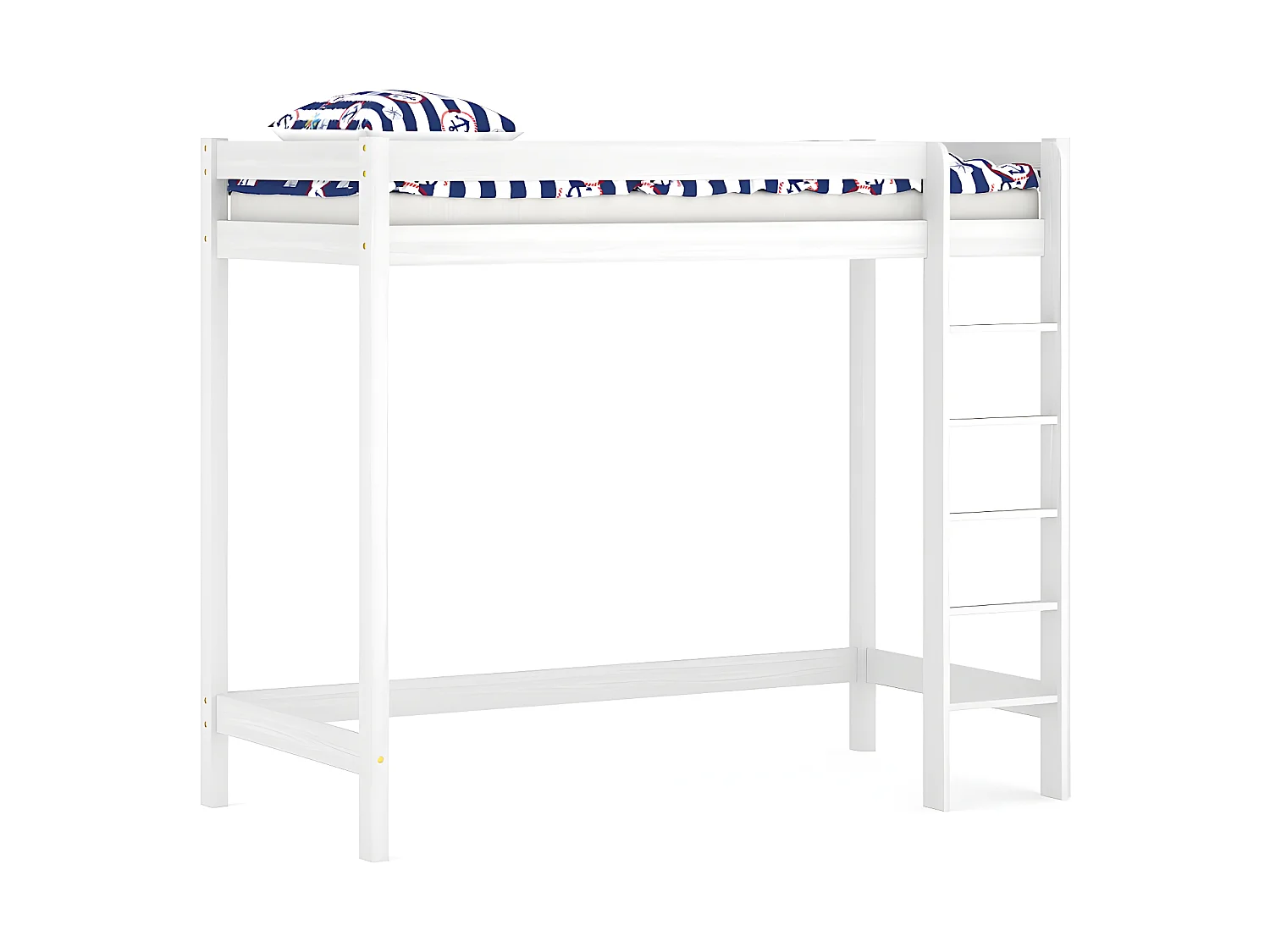 Lit mezzanine en pin massif 190x90 blanc