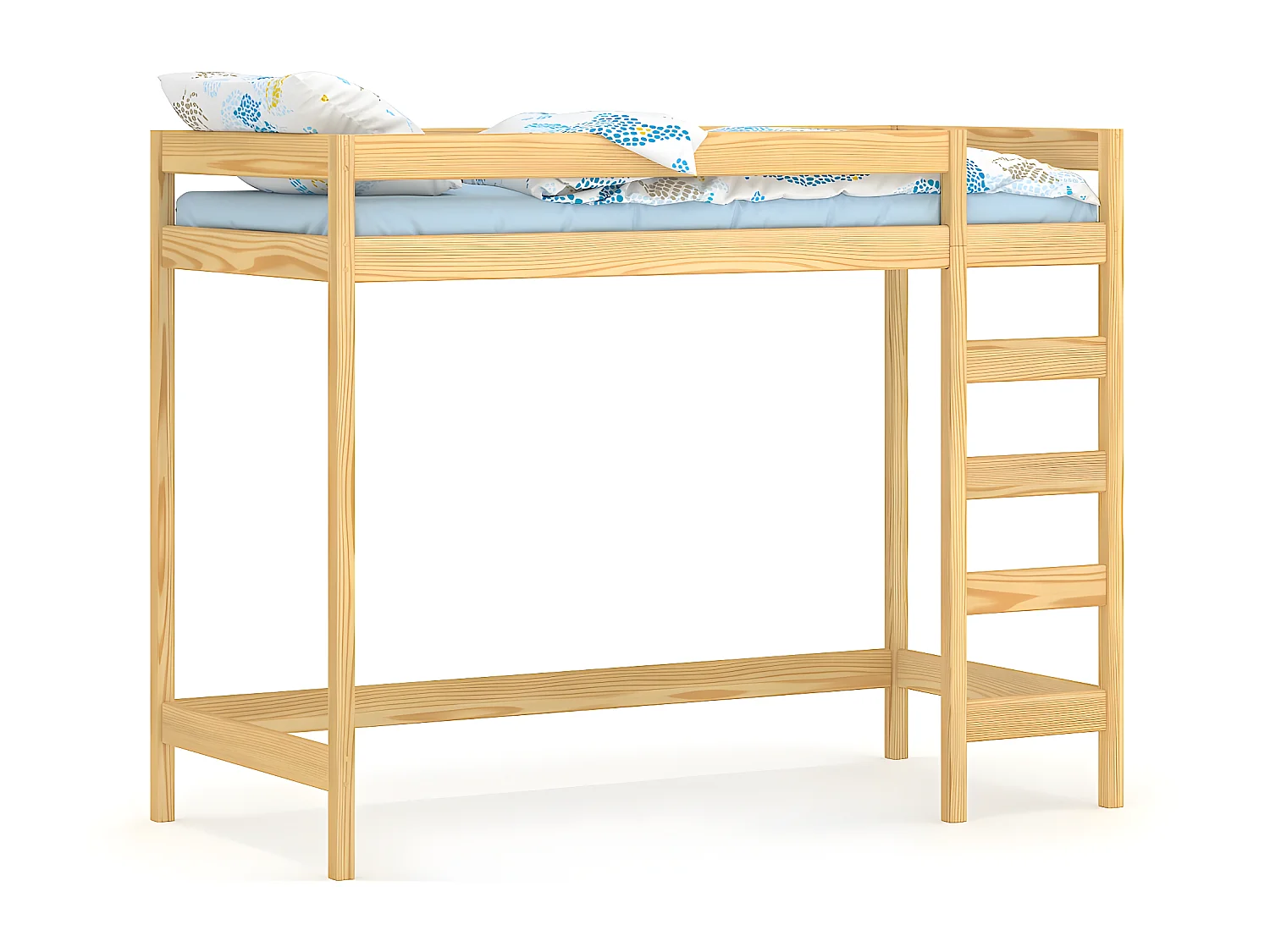 Lit mezzanine en pin massif 200x90 naturel