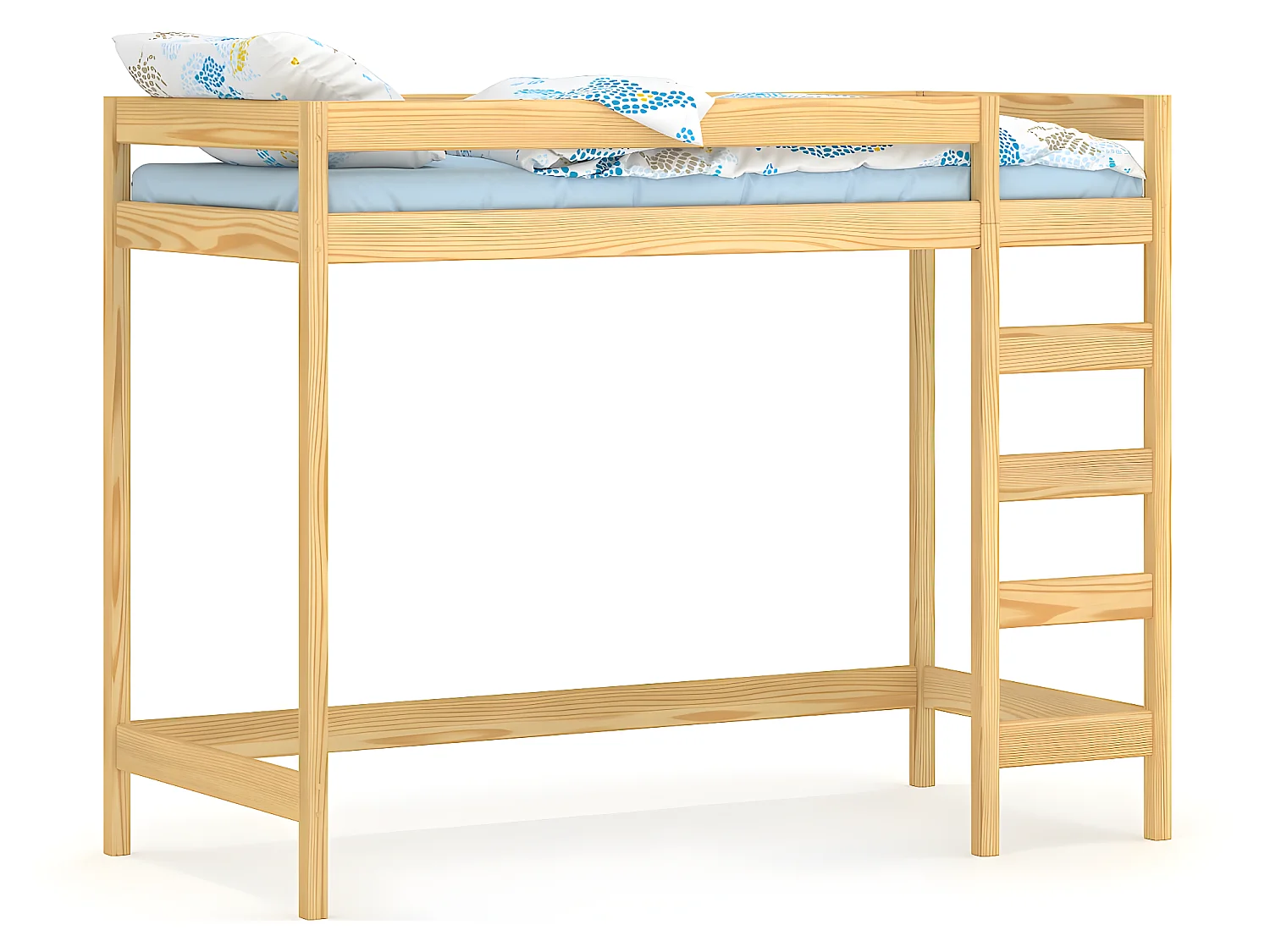 Lit mezzanine en pin massif 200x90 naturel