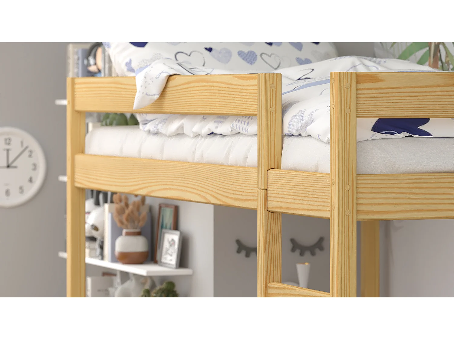 Lit mezzanine en pin massif 200x90 naturel