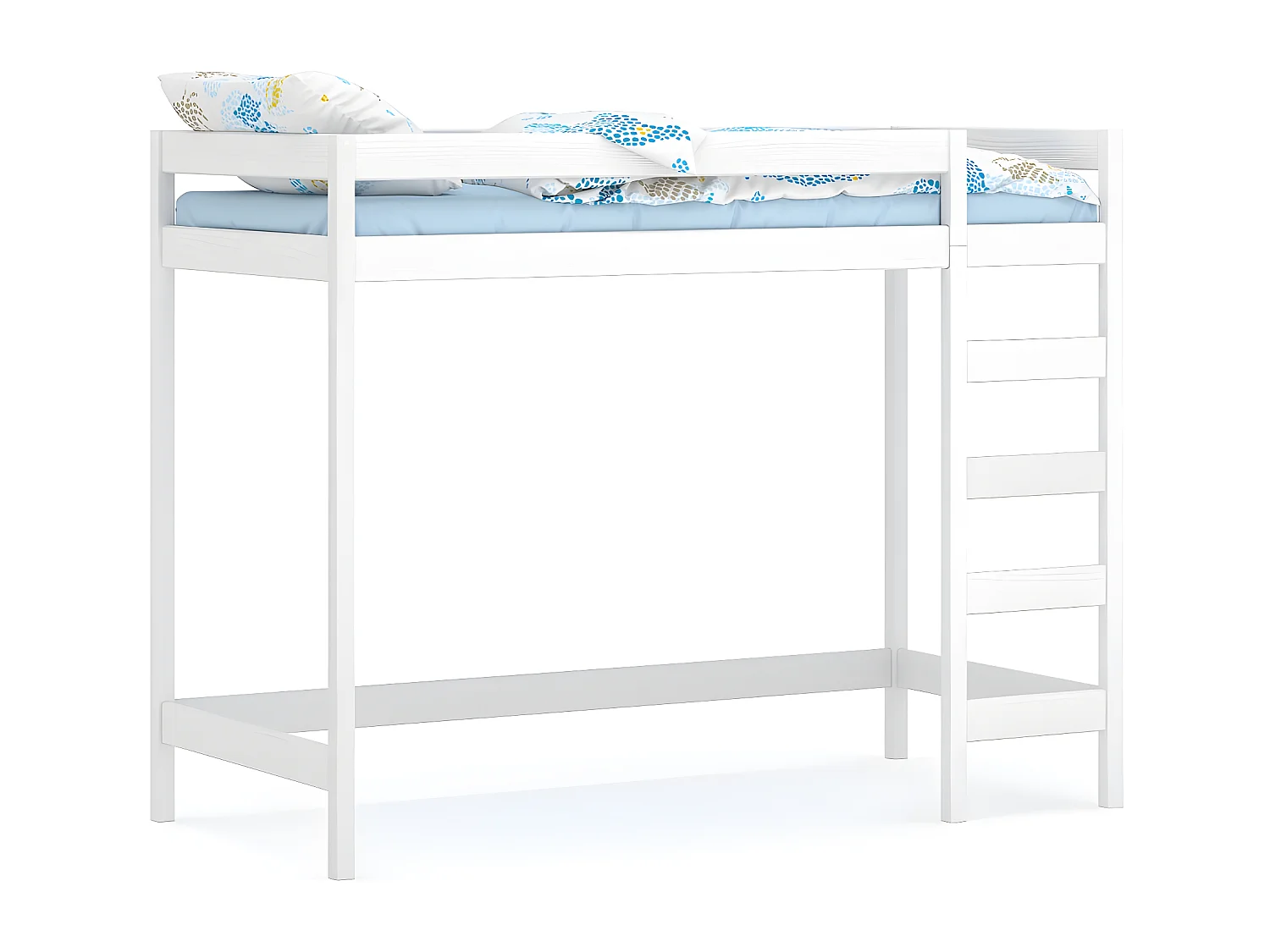 Lit mezzanine en pin massif 200x90 blanc