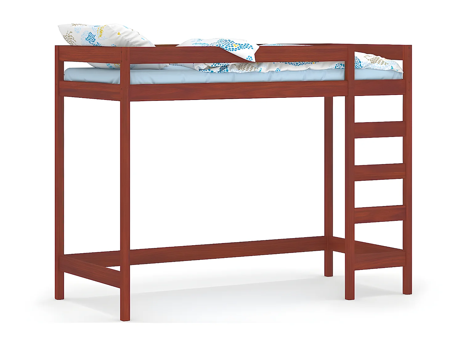 Lit mezzanine en pin massif 180x80 palissandre