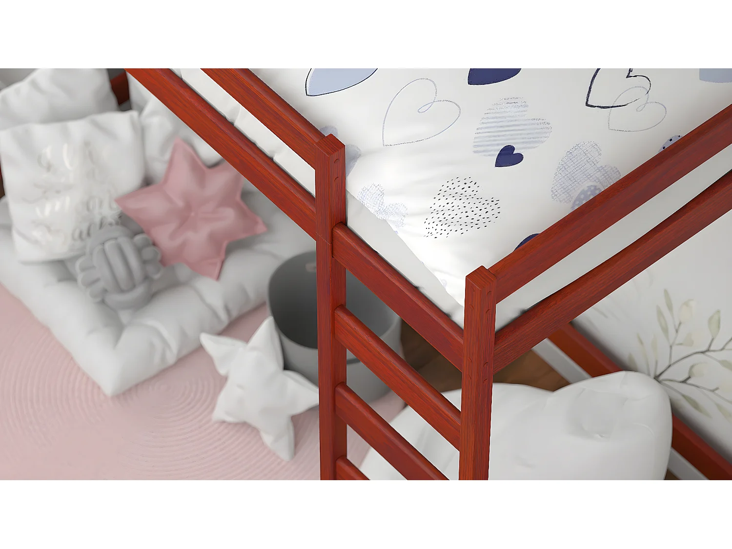 Lit mezzanine en pin massif 180x80 palissandre