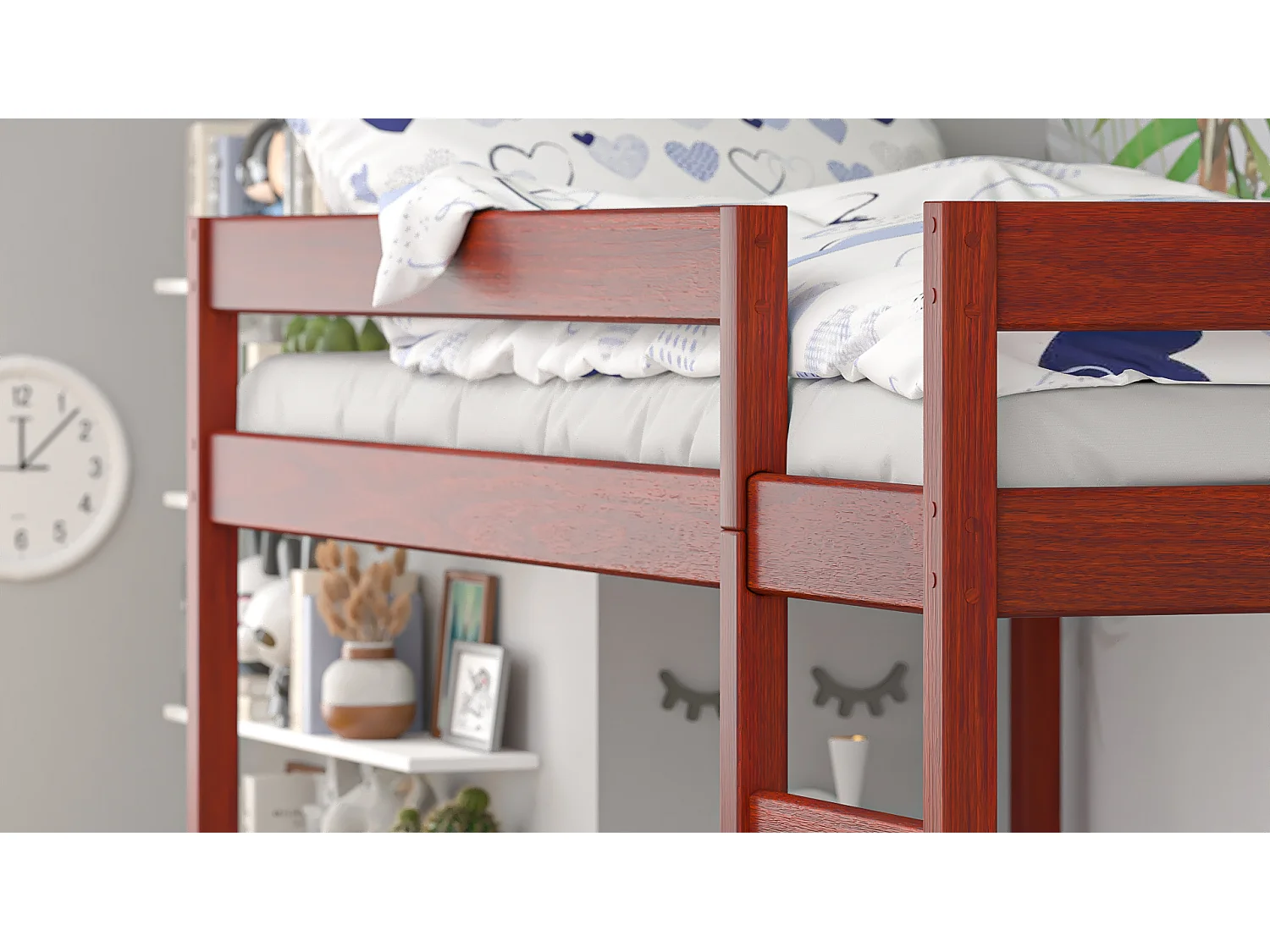 Lit mezzanine en pin massif 180x80 palissandre