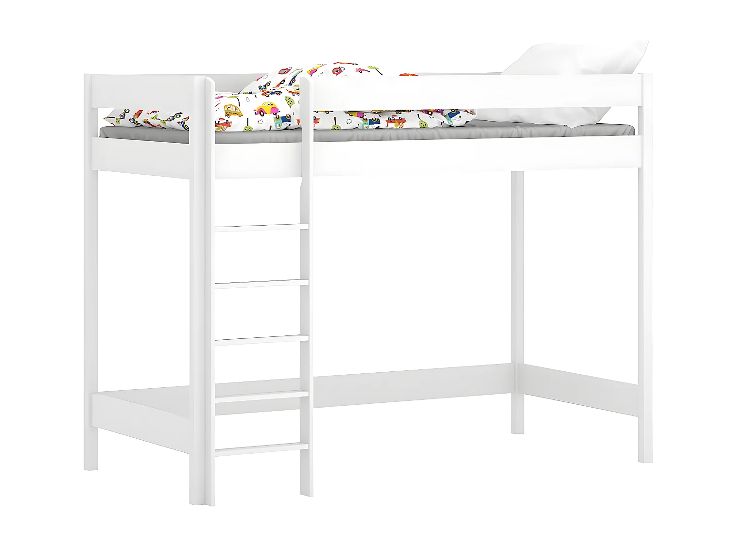 Lit mezzanine en pin massif 180x80 blanc
