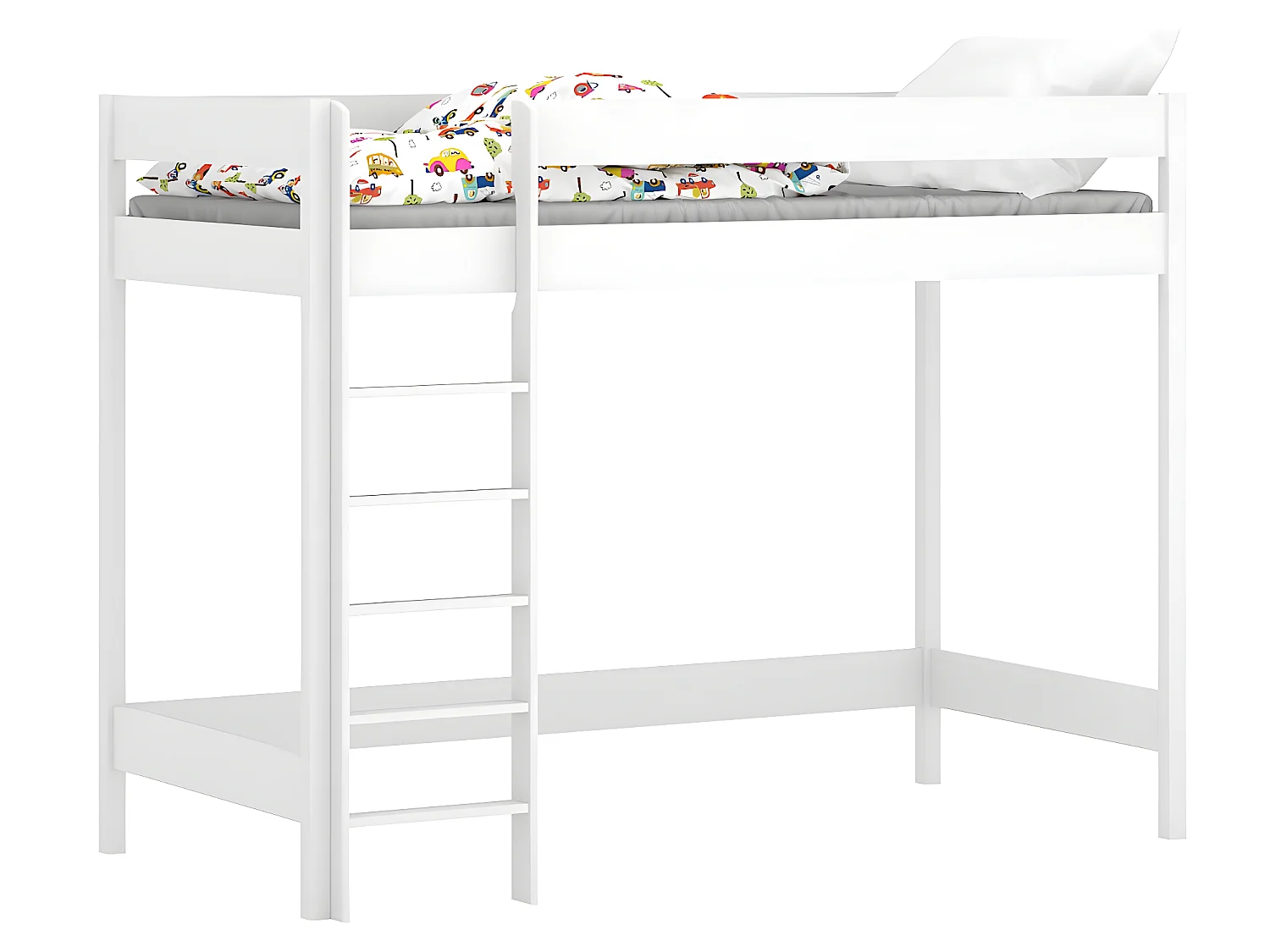 Lit mezzanine en pin massif 180x80 blanc