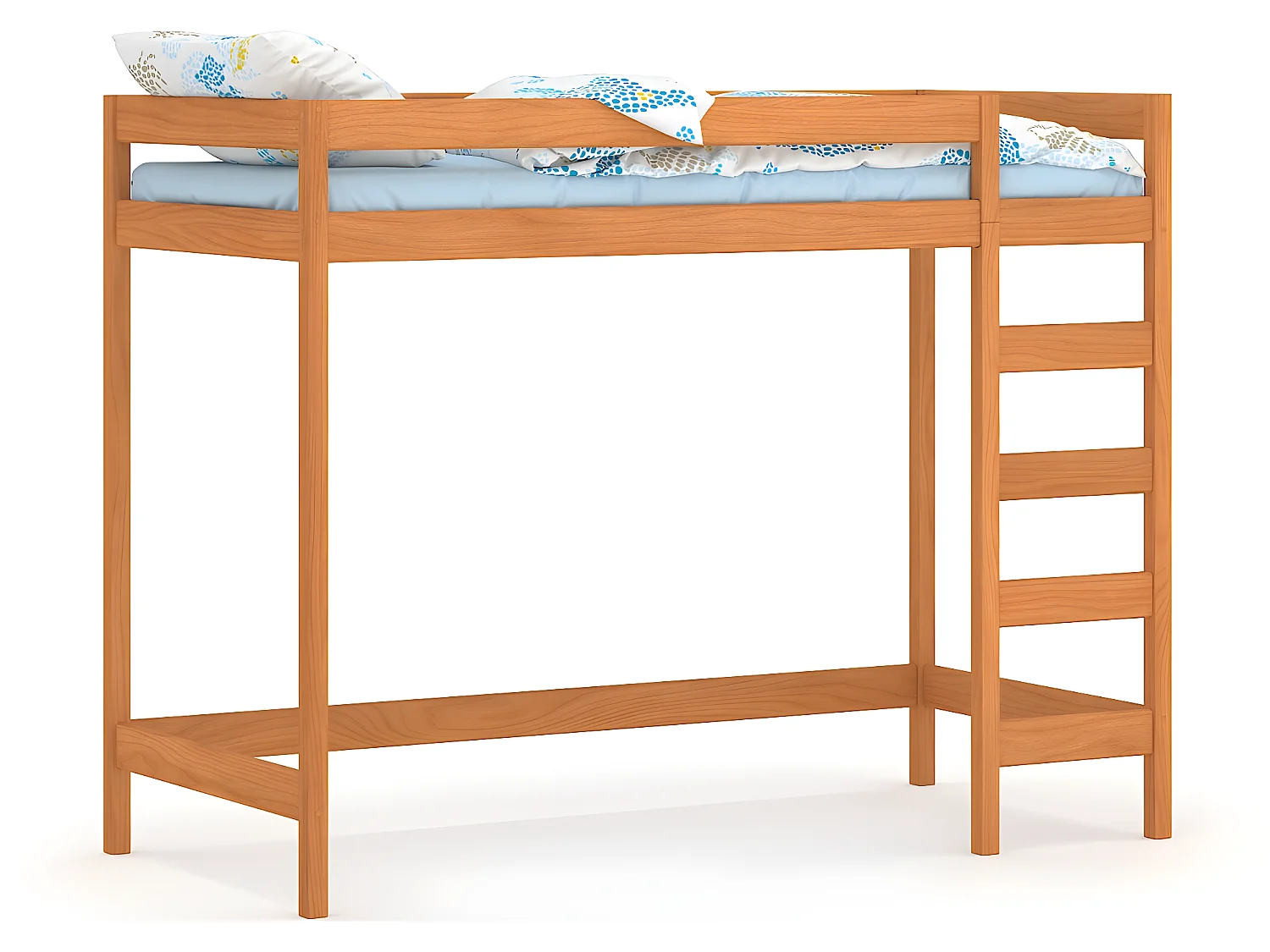 Lit mezzanine en pin massif 180x80 teck