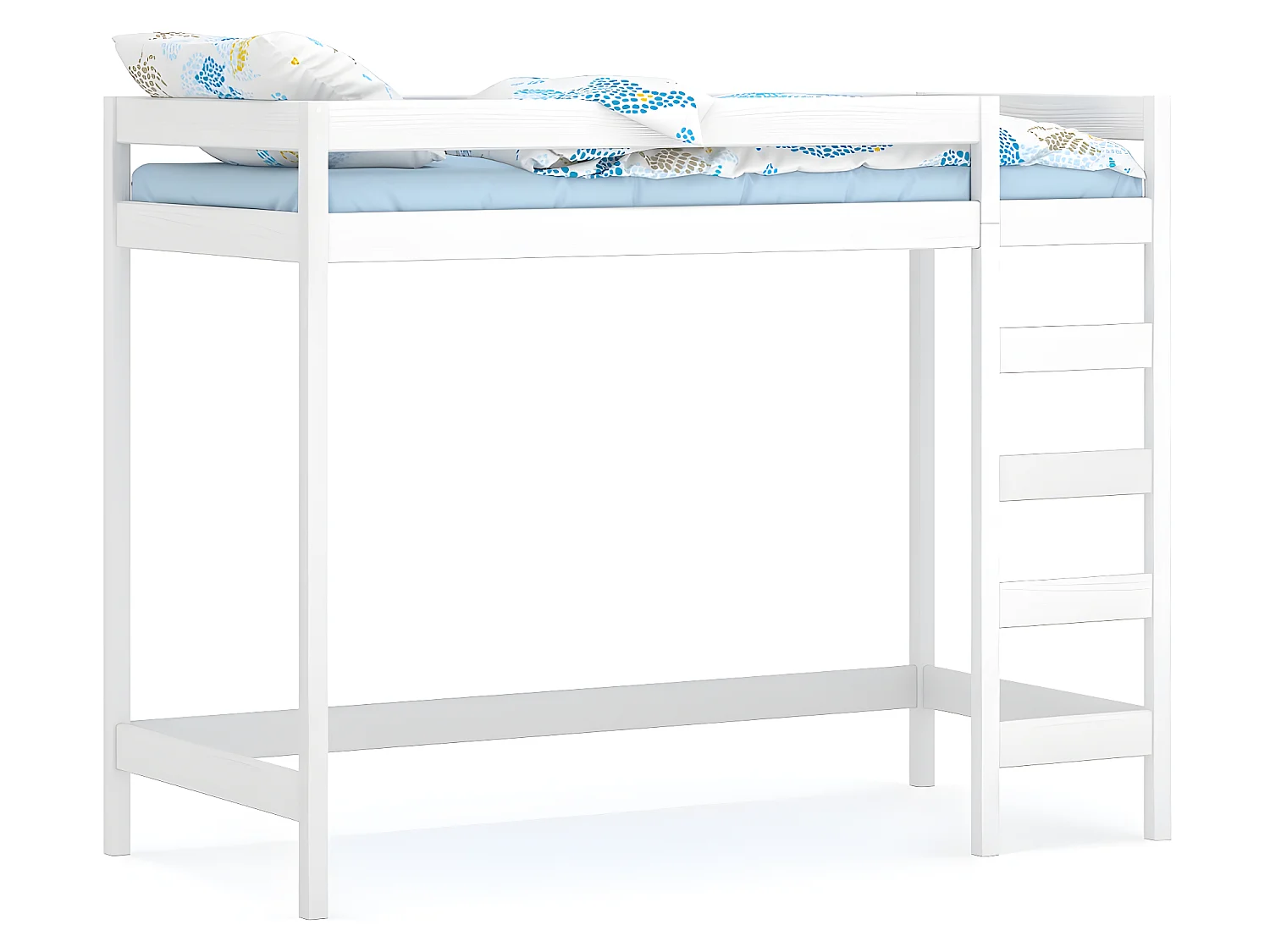 Lit mezzanine en pin massif 180x80 blanc