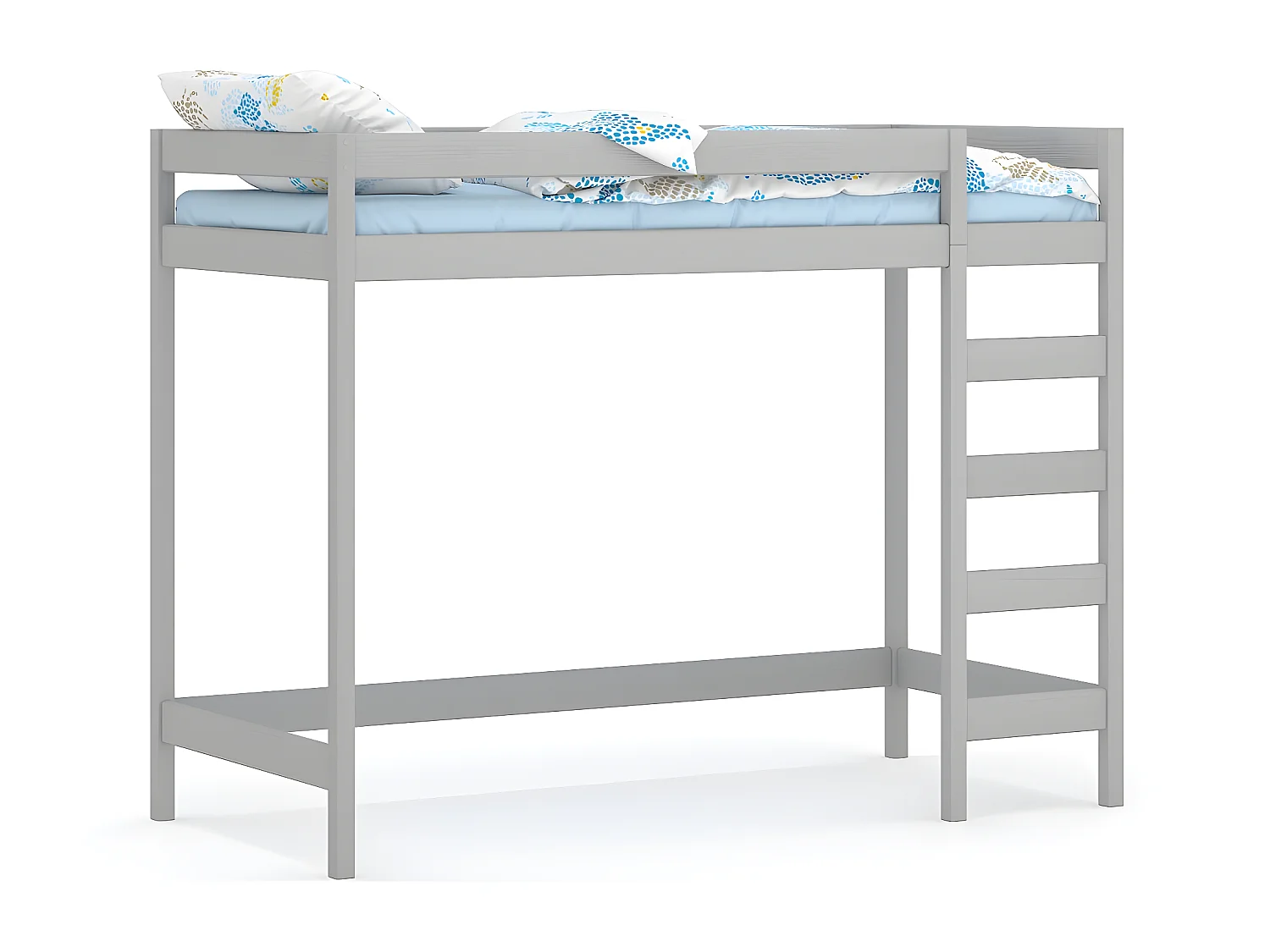 Lit mezzanine en pin massif 200x90 gris