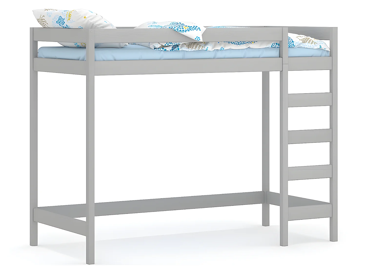 Lit mezzanine en pin massif 200x90 gris