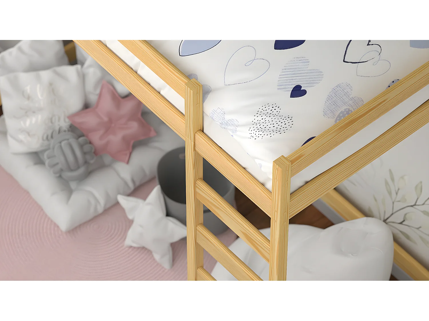 Lit mezzanine en pin massif 180x80 naturel