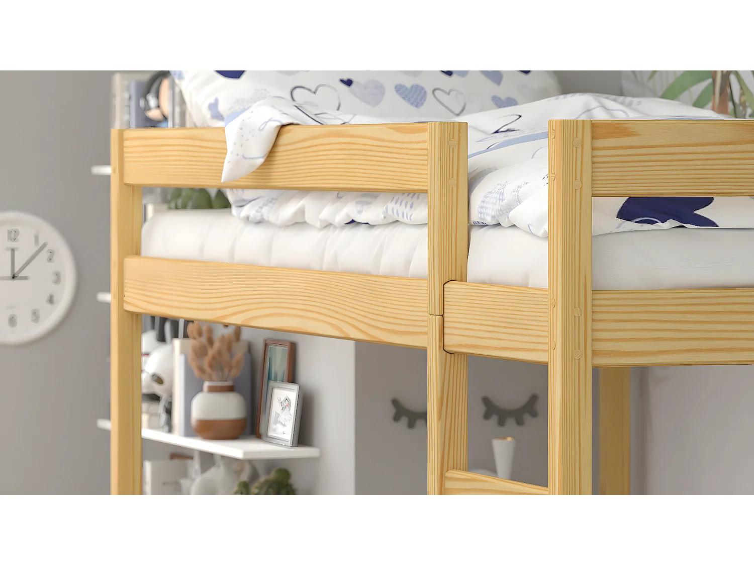 Lit mezzanine en pin massif 180x80 naturel