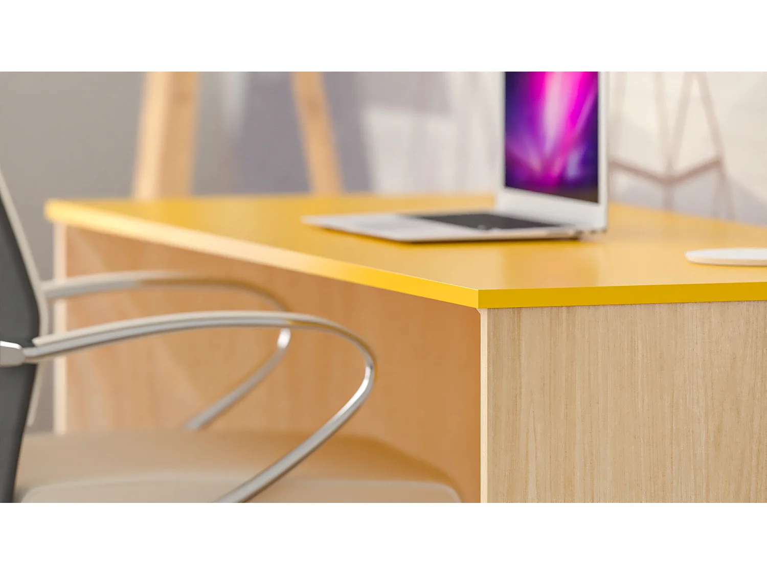 Bureau enfant en pin massif 120x60 jaune