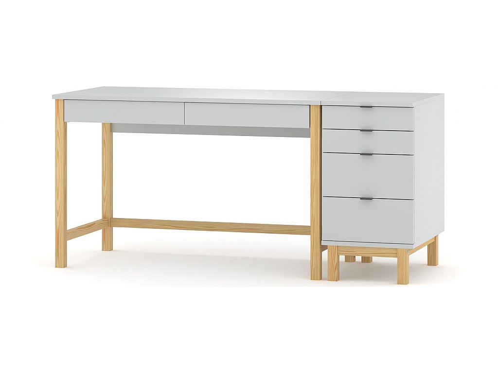 Bureau Adolescent Malmoe – Cocktail Scandinave – Pin Massif – Style Scandinave Avec Tiroirs – Occasion