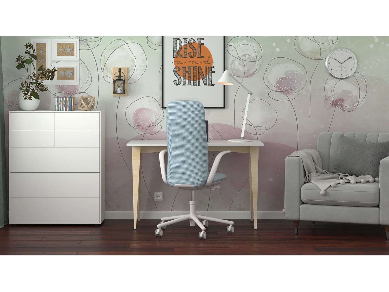 Bureau pour garçon en pin massif 120x60 blanc
