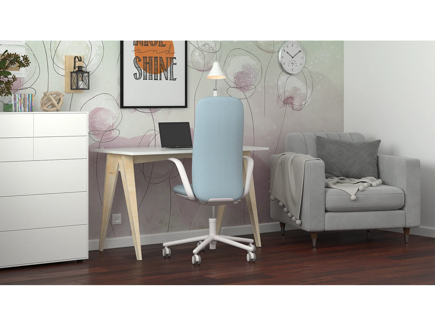 Bureau pour garçon en pin massif 120x60 blanc