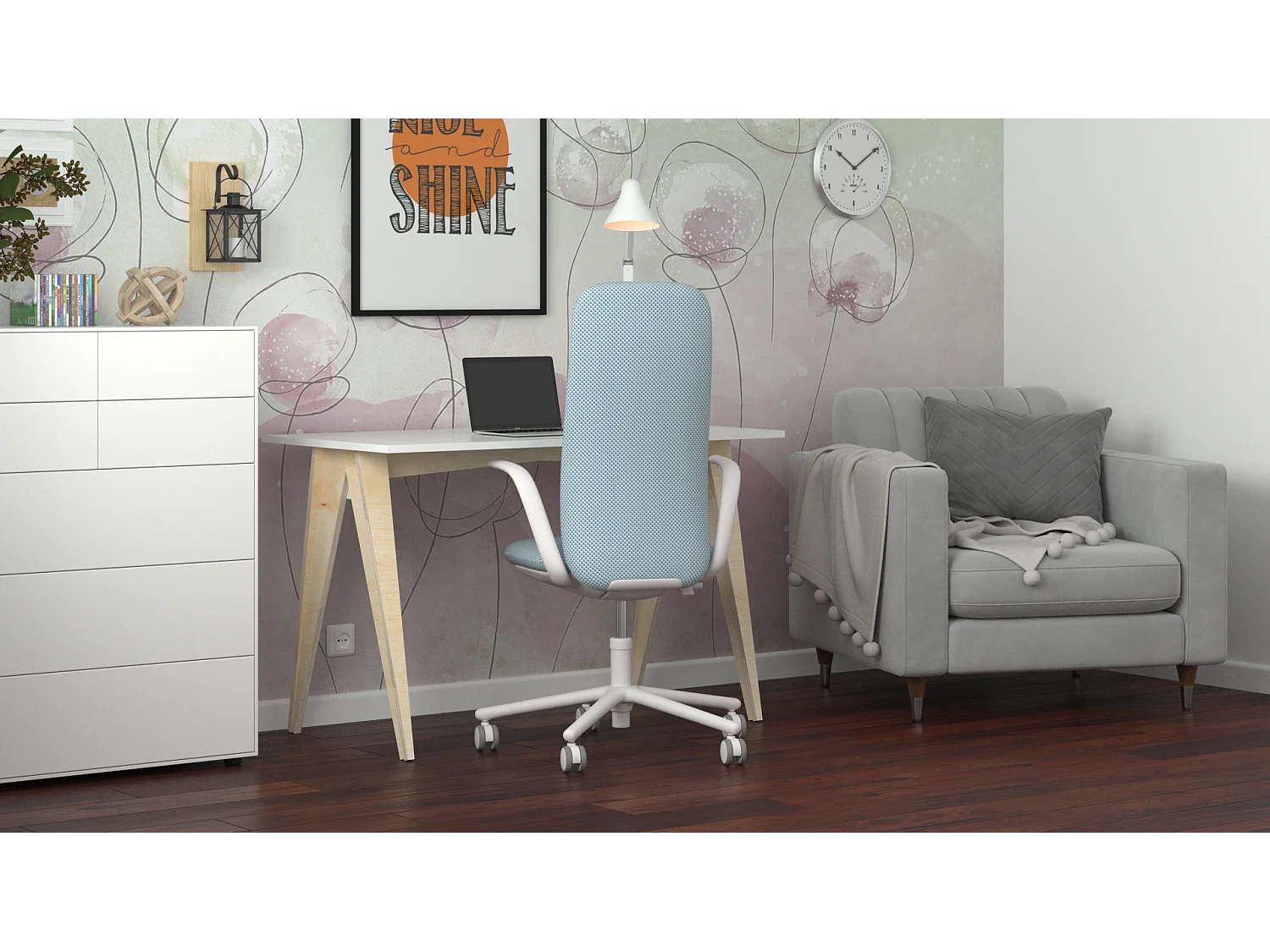 Bureau pour garçon en pin massif 120x60 blanc