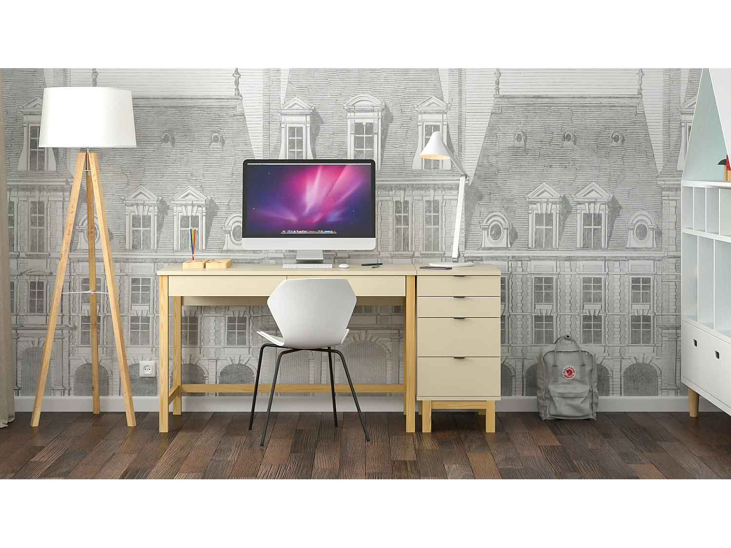 Bureau enfant en pin massif 120x60 rouge