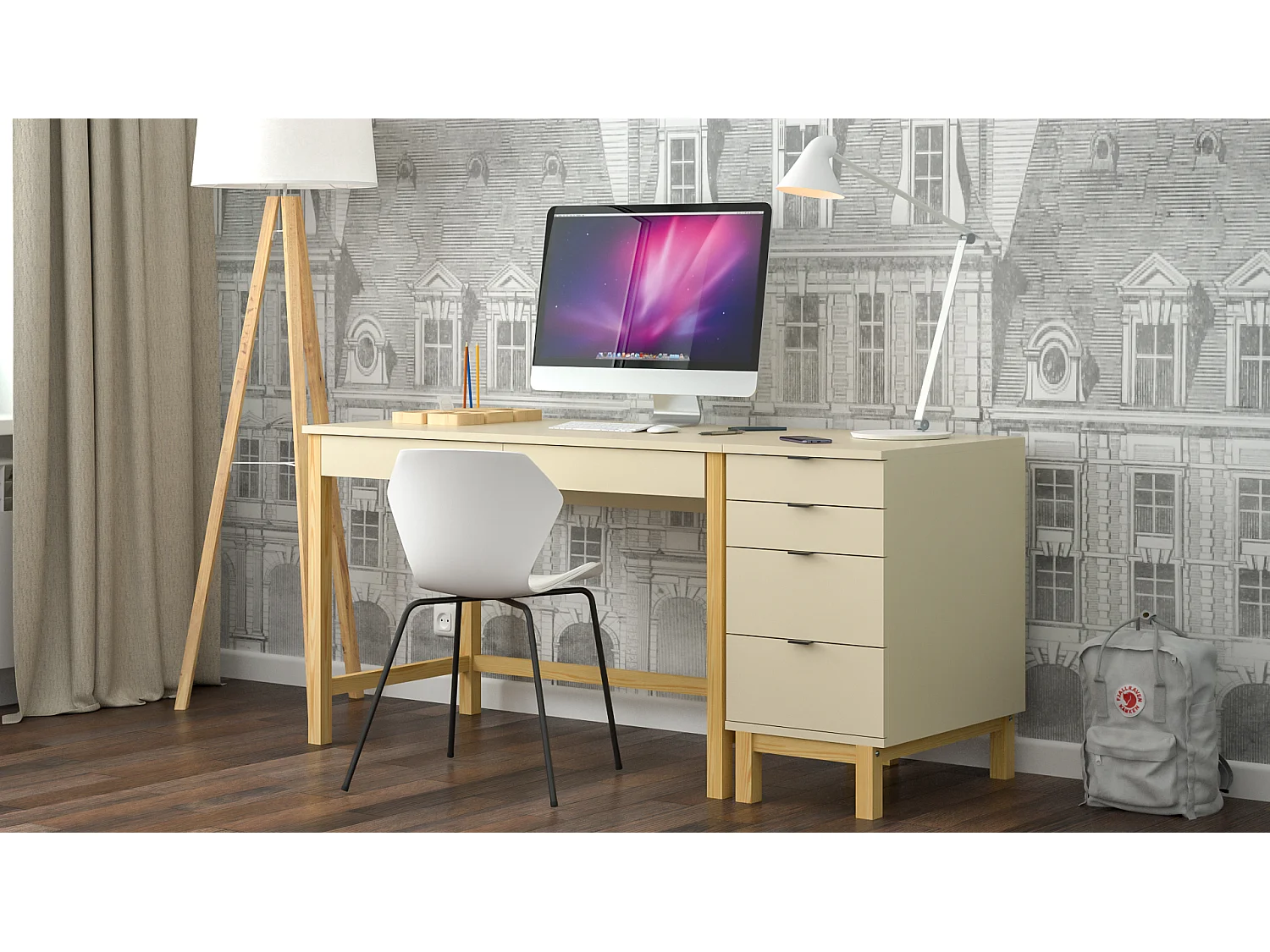 Bureau enfant en pin massif 120x60 rouge