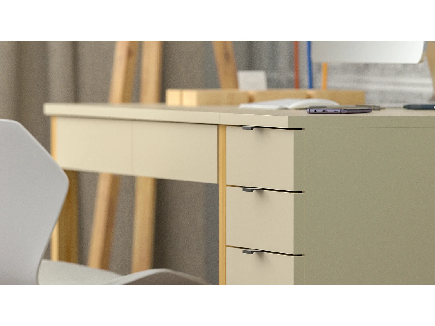 Bureau enfant en pin massif 120x60 rouge