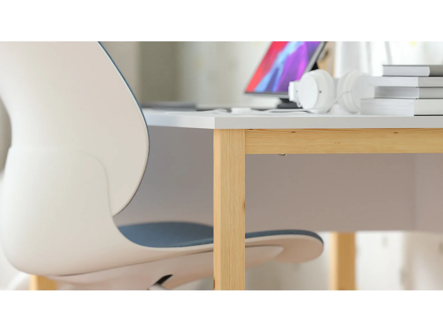 Bureau enfant en pin massif 120x60 gris