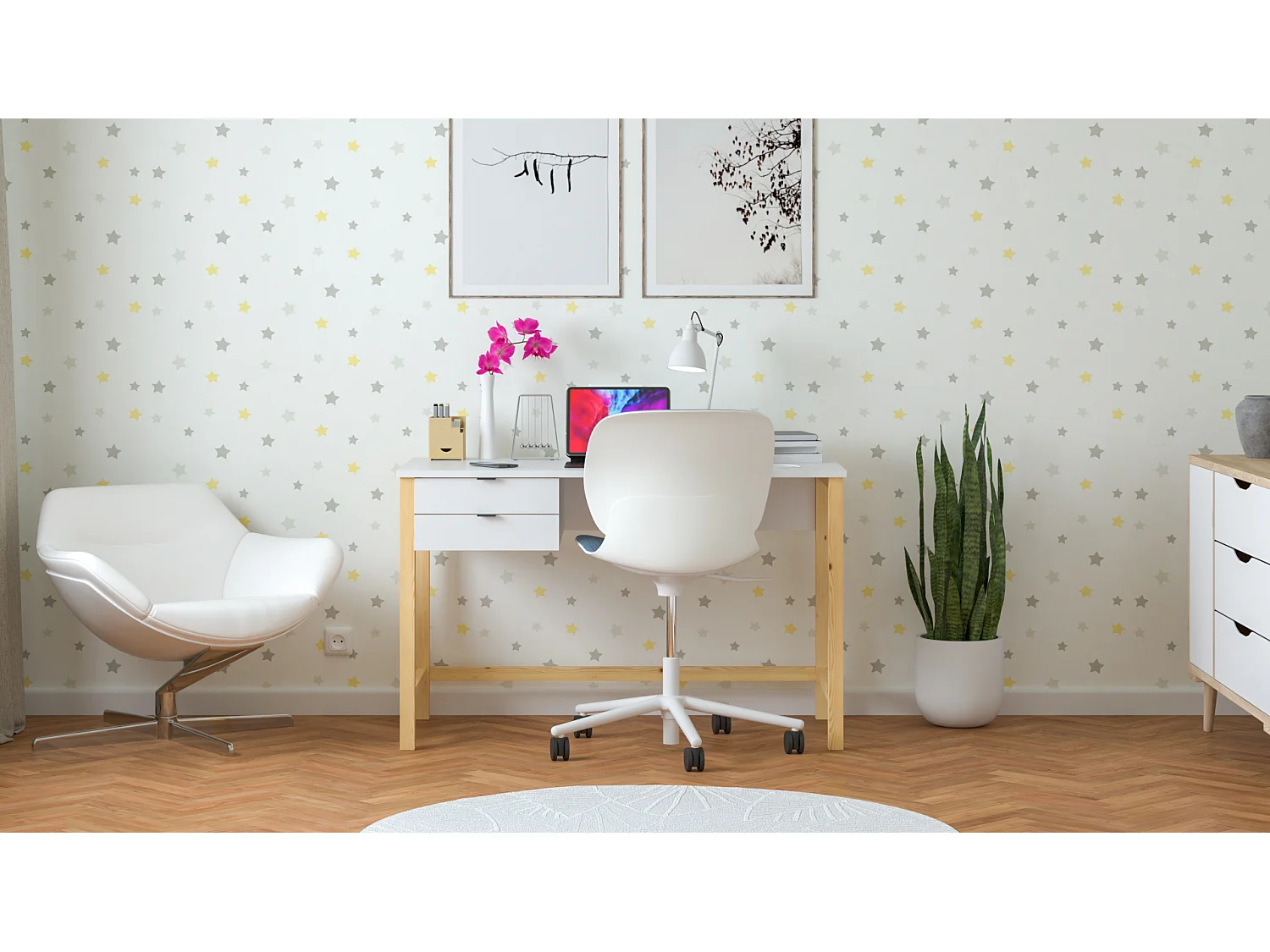 Bureau enfant en pin massif 120x60 gris