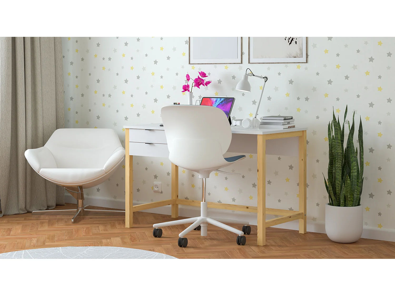 Bureau enfant en pin massif 120x60 gris