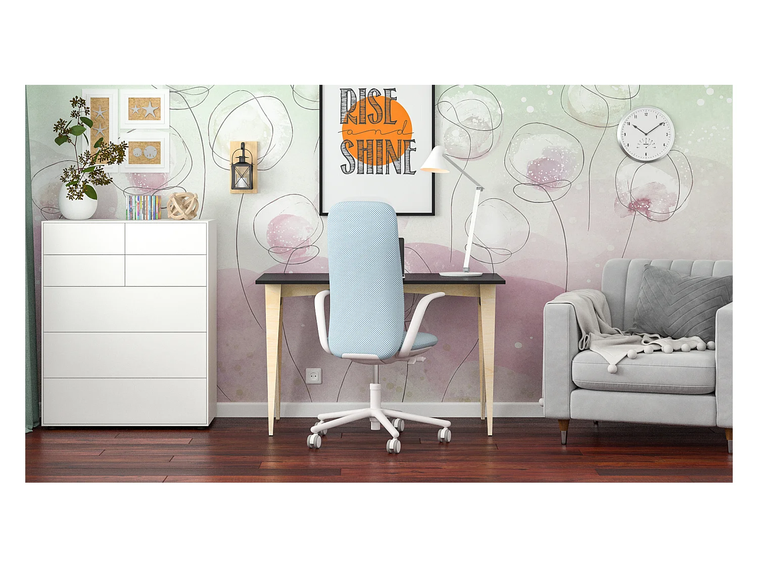 Bureau pour garçon en pin massif 120x60 noir