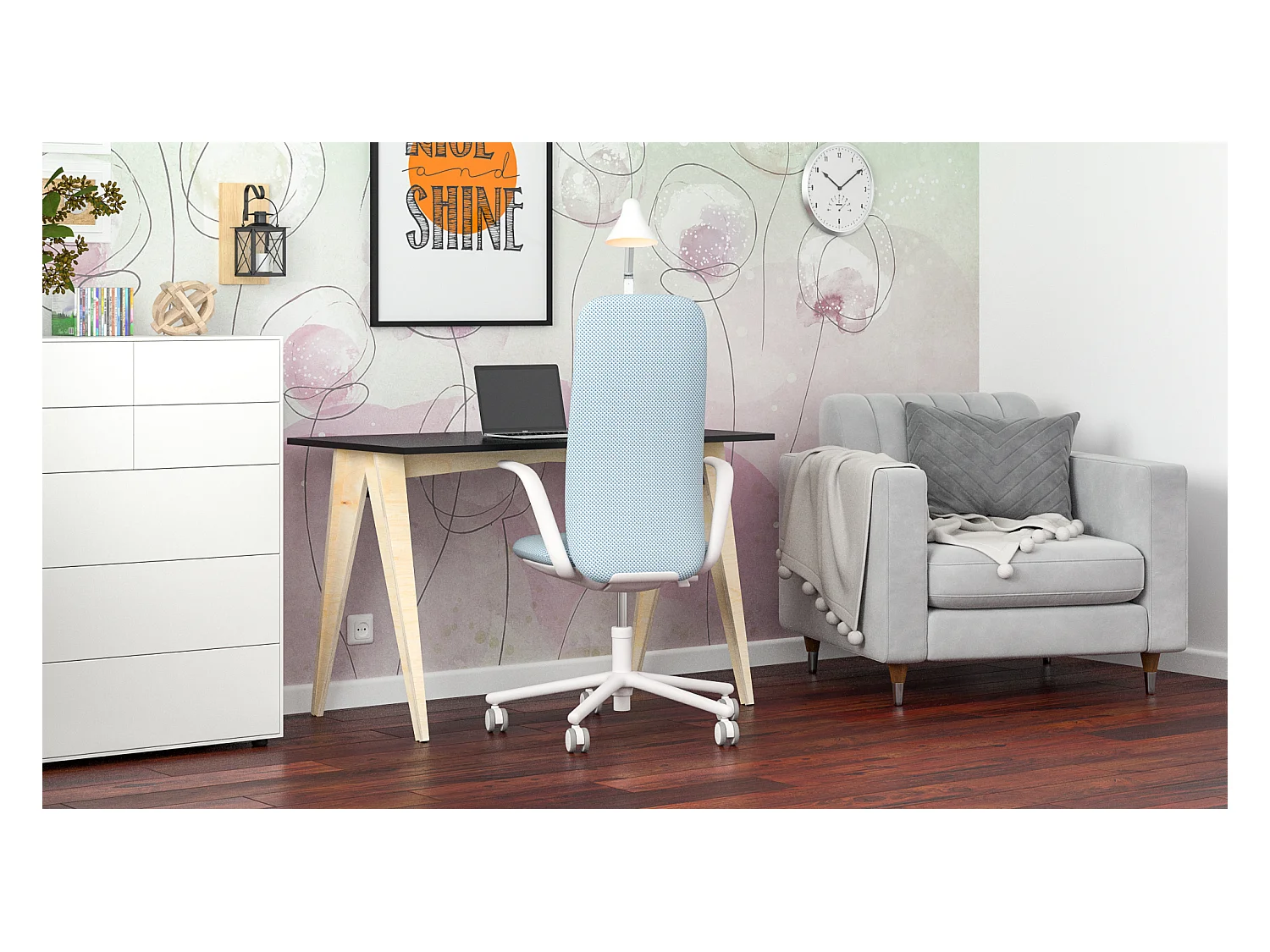 Bureau pour garçon en pin massif 120x60 noir