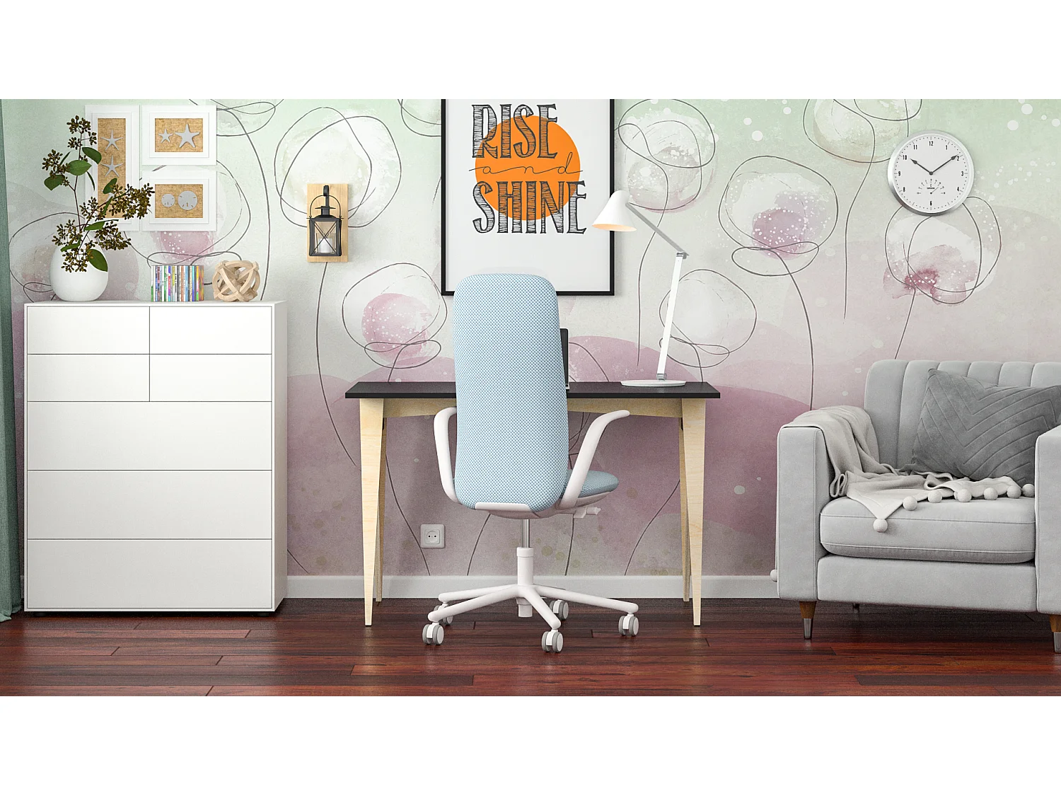 Bureau pour garçon en pin massif 120x60 noir