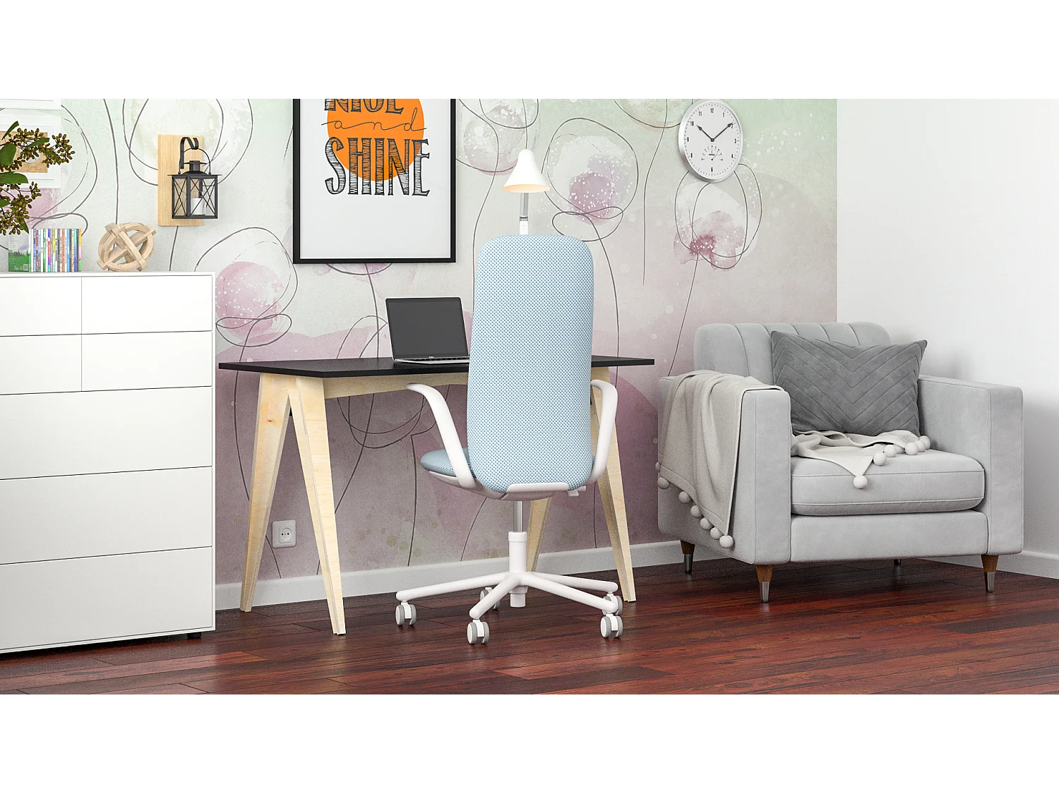 Bureau pour garçon en pin massif 120x60 noir