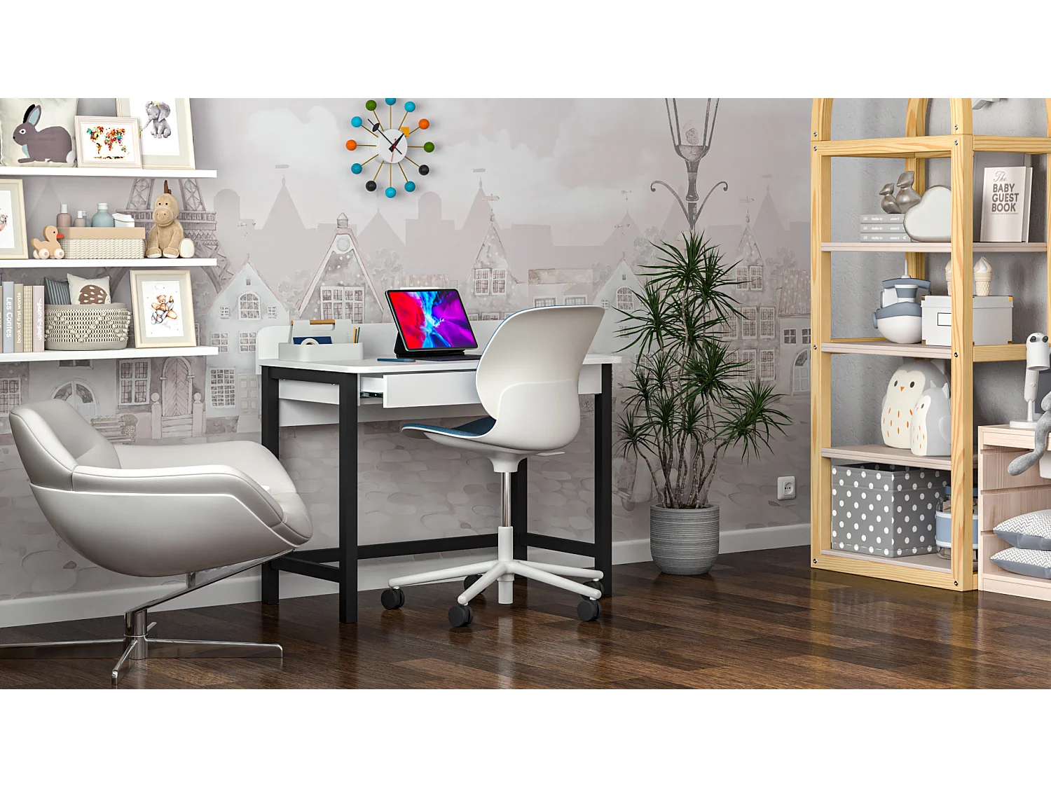 Bureau enfant en pin massif 120x60 noir