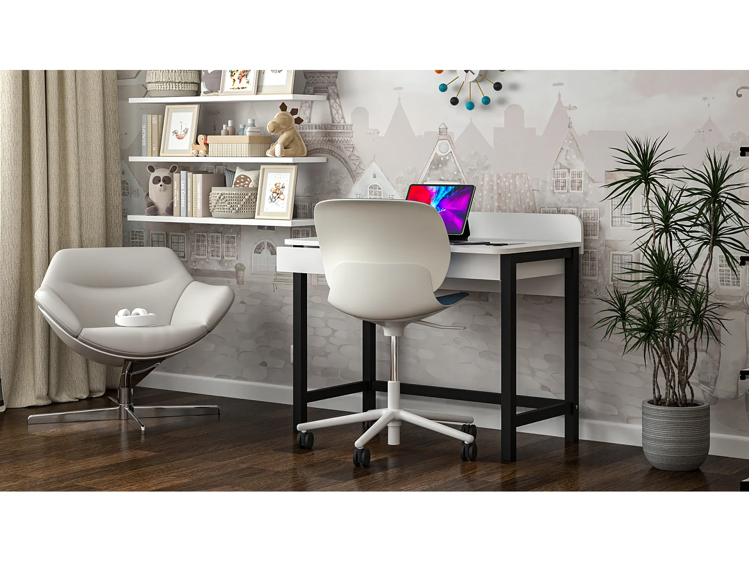 Bureau enfant en pin massif 120x60 noir