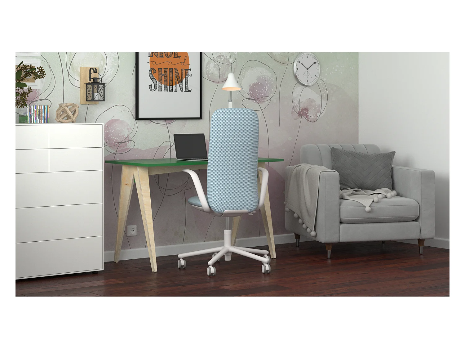 Bureau enfant en pin massif 120x60 vert