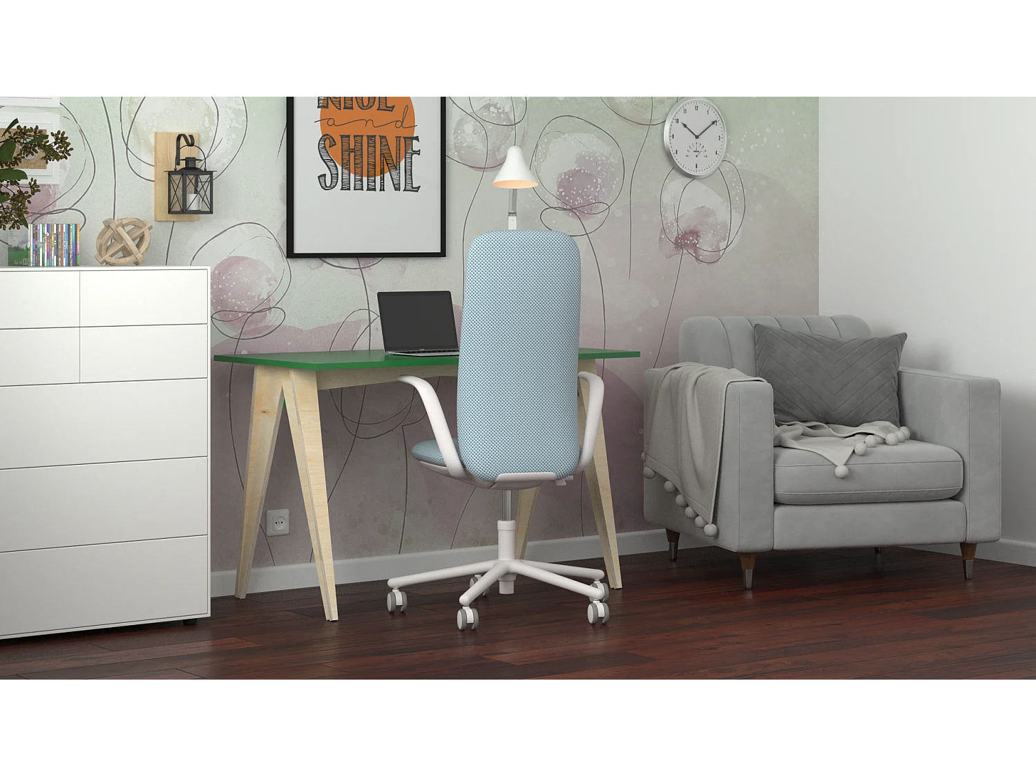 Bureau enfant en pin massif 120x60 vert