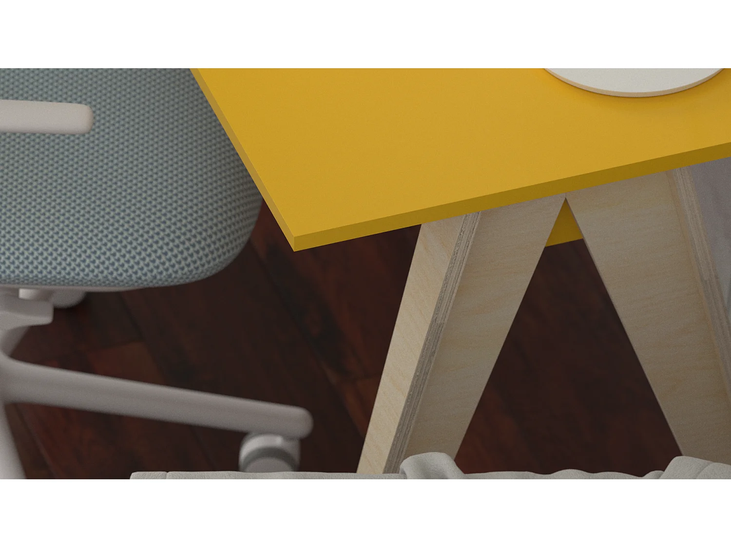 Bureau enfant en pin massif 120x60 jaune