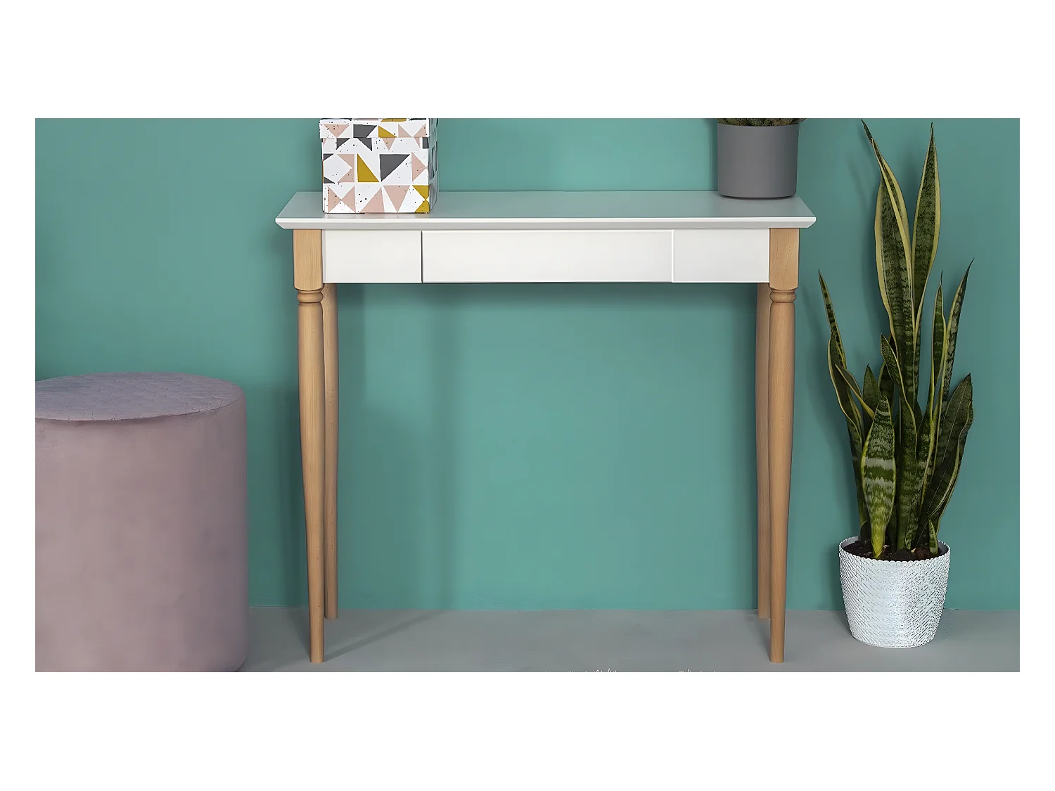 Bureau enfant en pin massif 85x40 blanc